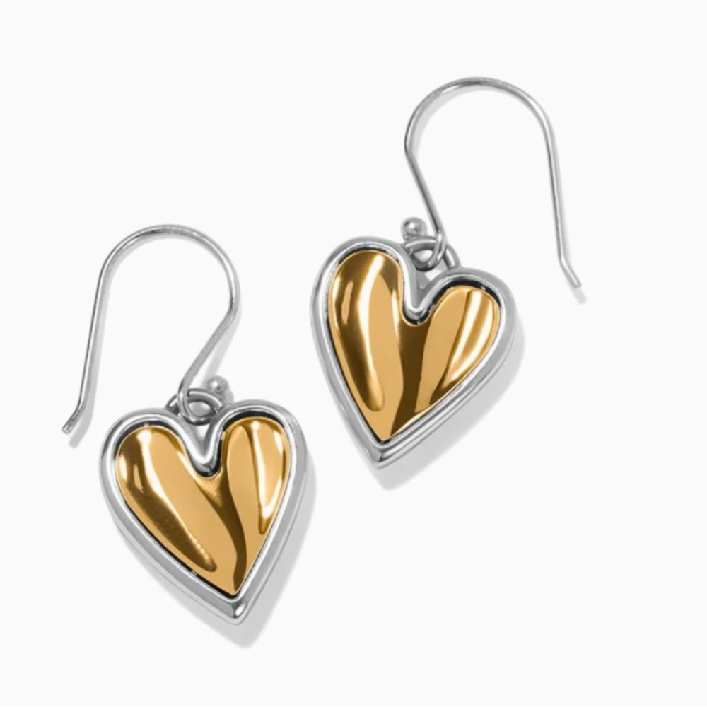Brighton NWT Cascade Heart reversible two toned French wire earrings